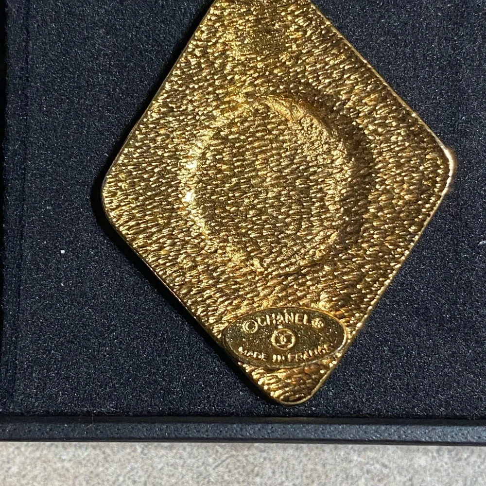 CHANEL Vintage Diamond Shaped Gold Tone/plated Coco Mark Necklace EUC - Has COA